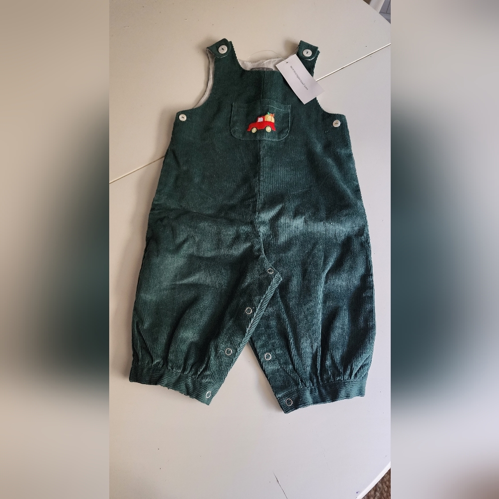 Boys holiday green overalls